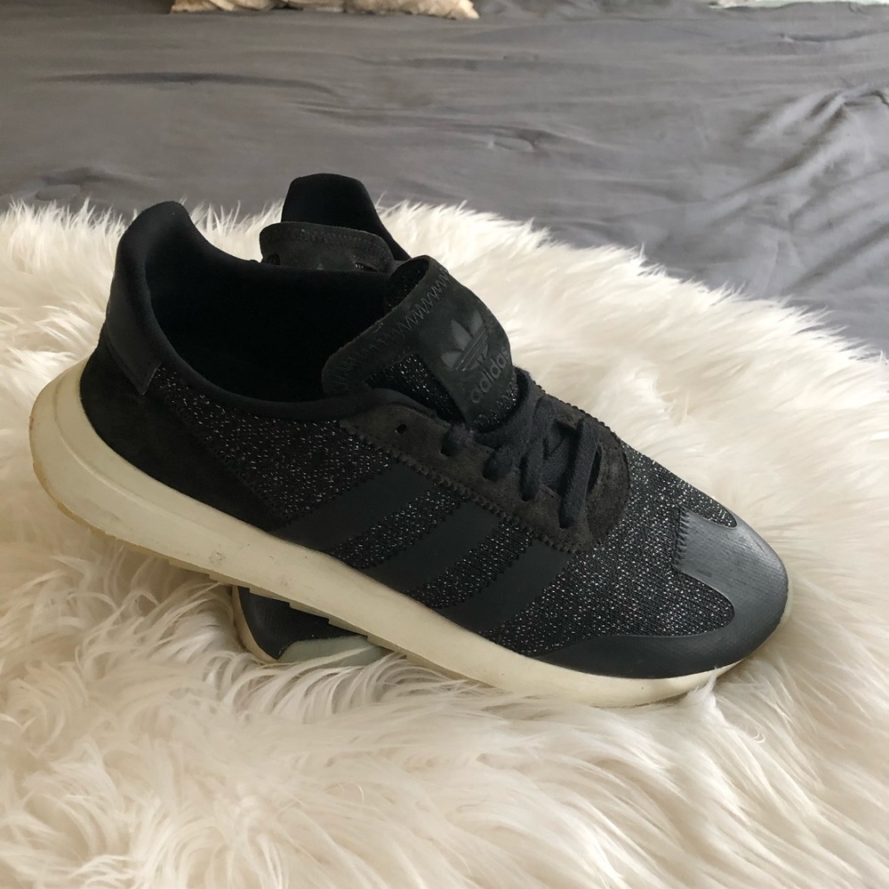 Unique Adidas black with sliver glitter sneakers